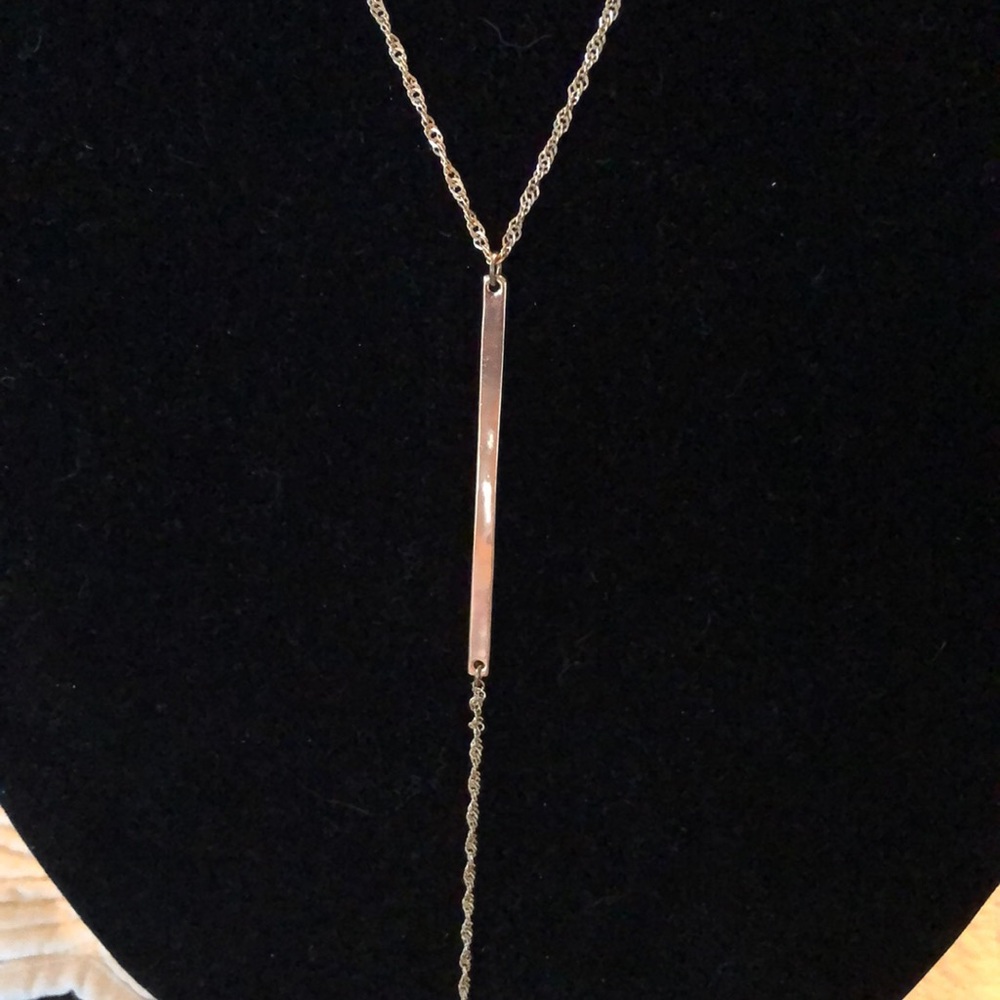 🌼 Charming Charlie 2 vertical metal cylinders rope chain Y necklace
